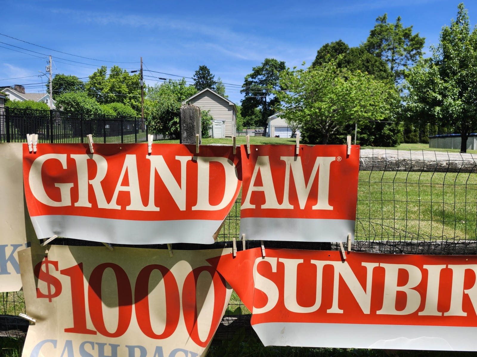 Pontiac Car Banners and Vintage dealership advertising Window Signs