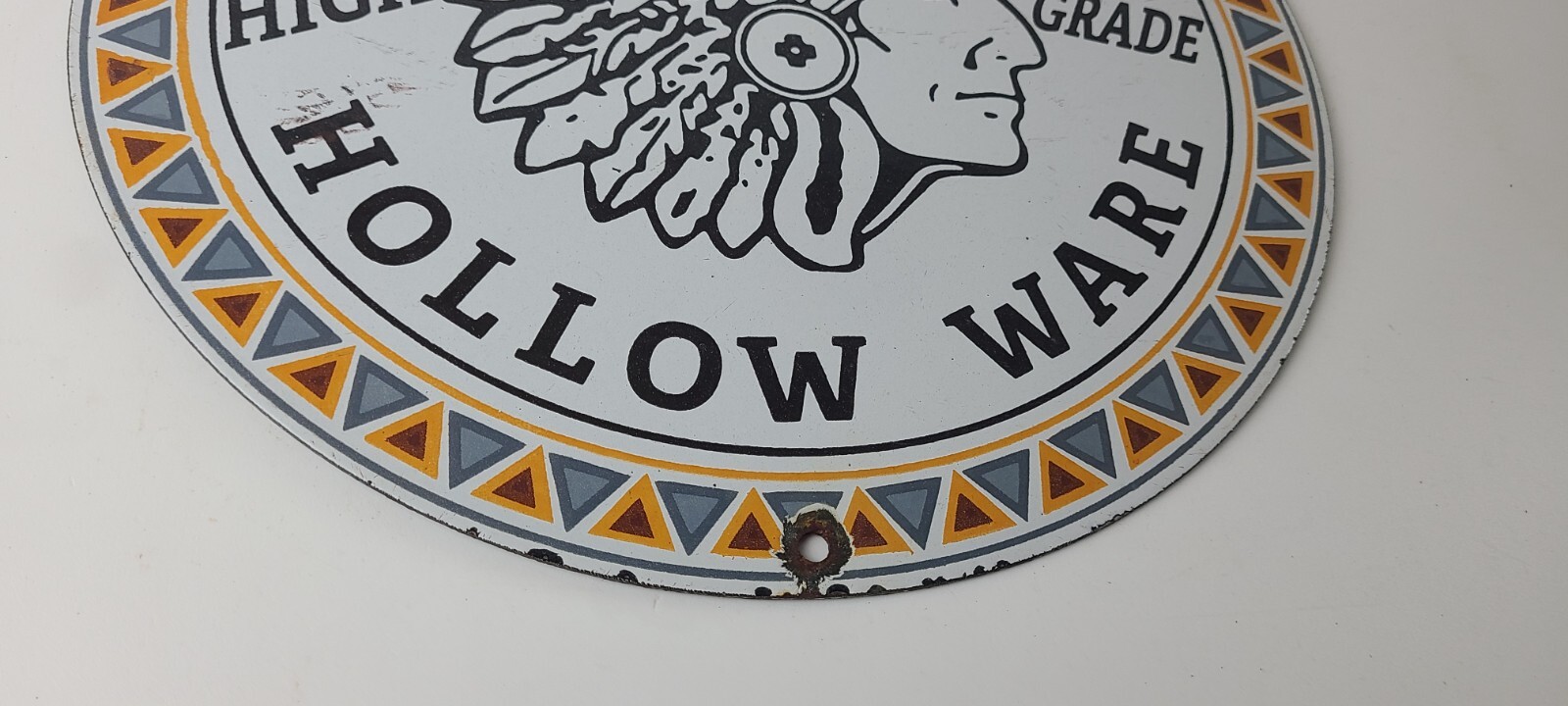 Vintage Wapak Hollow Ware Gasoline Sign – Indian Chief Gas Pump Porcelain Sign