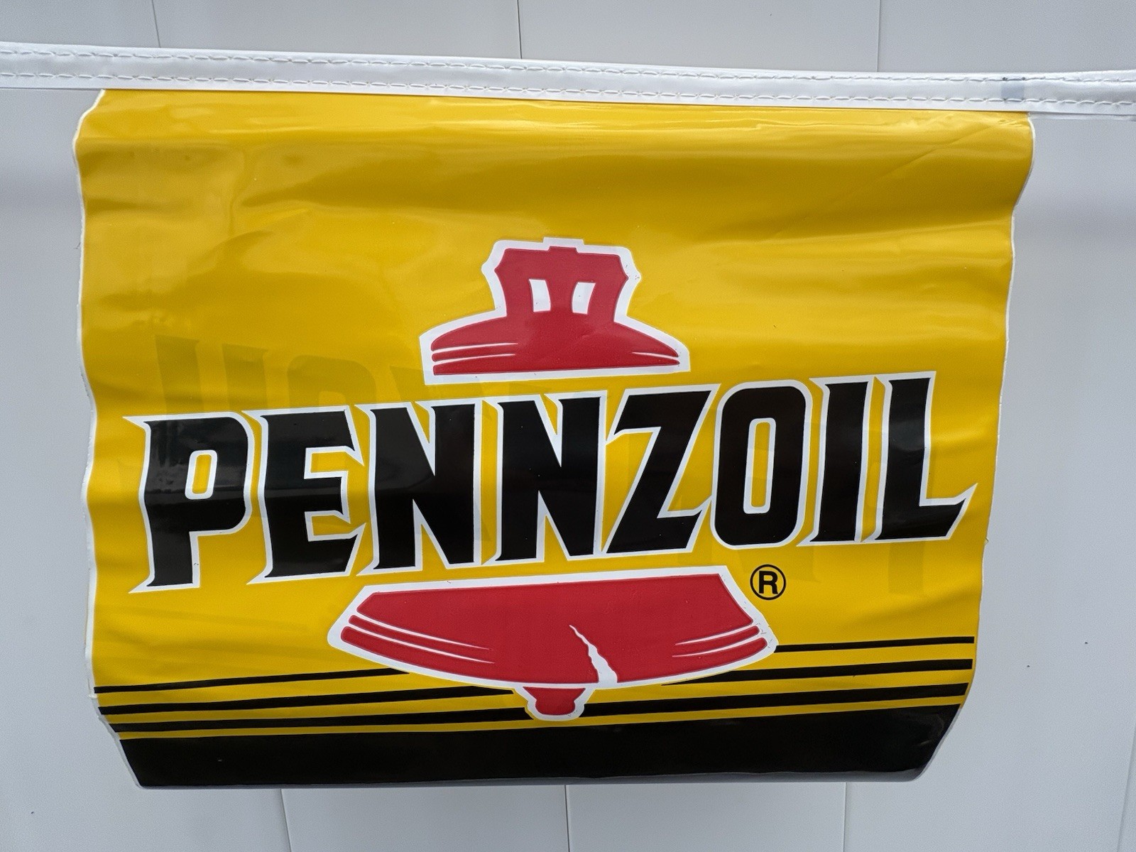 Vtg Pennzoil Car Vinyl Banner Sign Indy 500 Race Checkered Flag FREE SHIPPING !