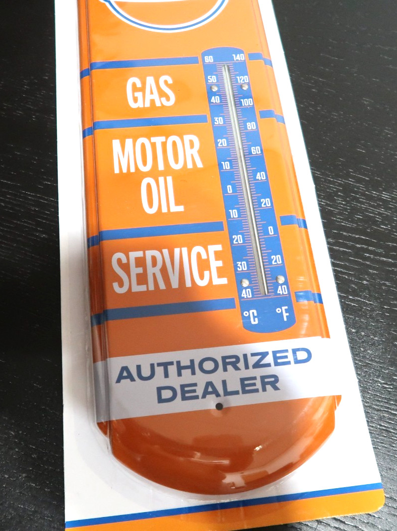 Vintage Look Metal Gulf Oil Thermometer Reproduction Sign Brand New