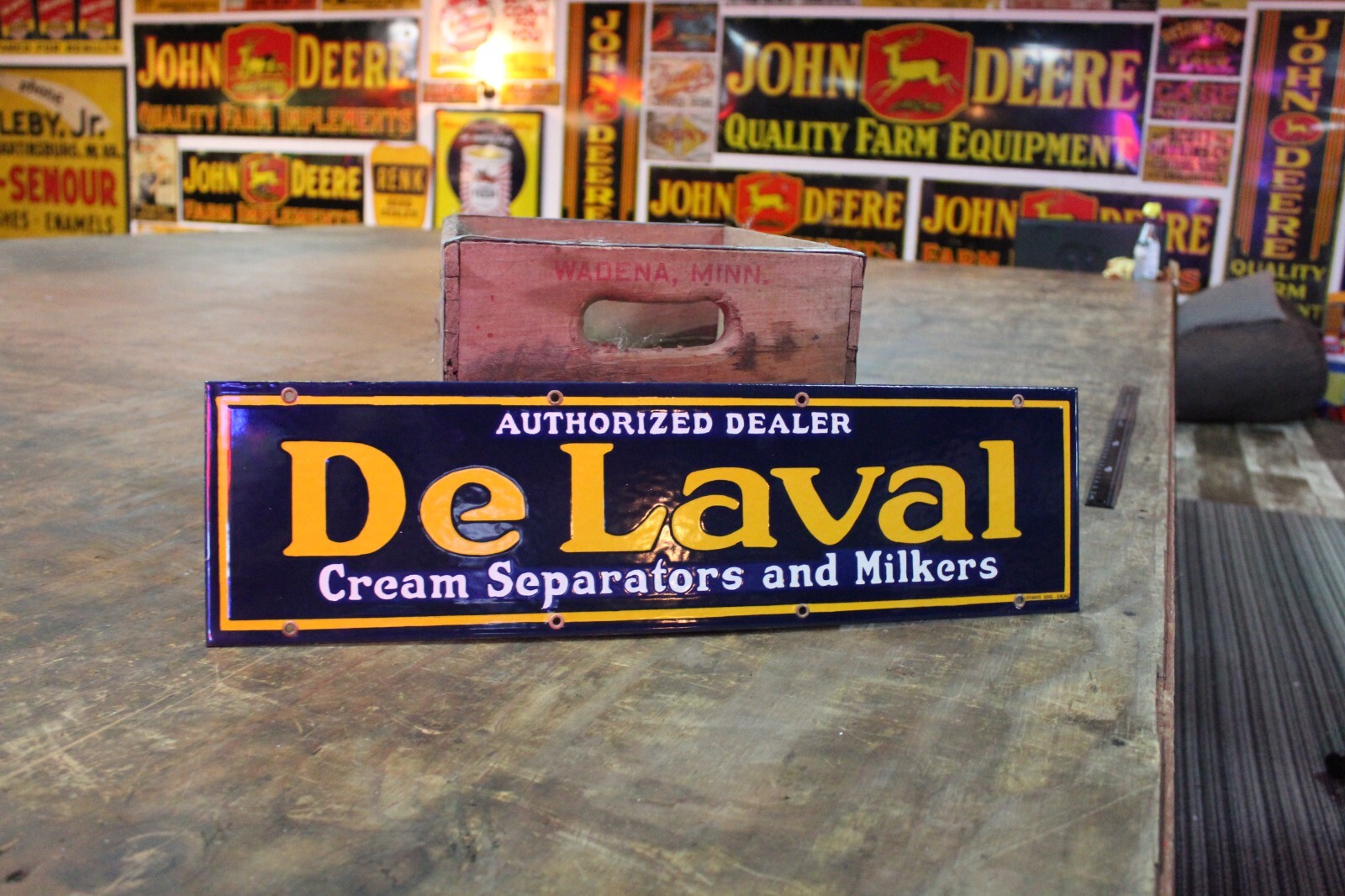 24″ DELAVAL CREAM SEPARATOR MILKER PORCELAIN METAL SIGN GAS OIL FARM BARN COW IH