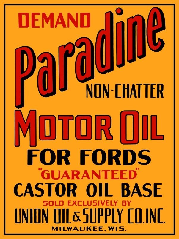 Paradine Motor Oil for Fords by Union Oil NEW METAL SIGN: 9×12″ & Ships Free