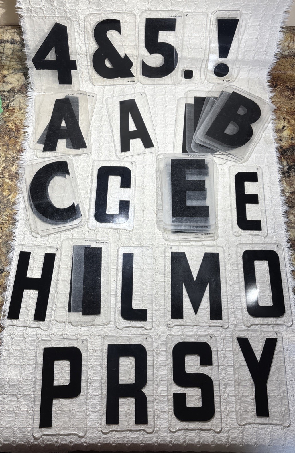 Vtg set 5” (36) gas station black background clear acrylic numbers
