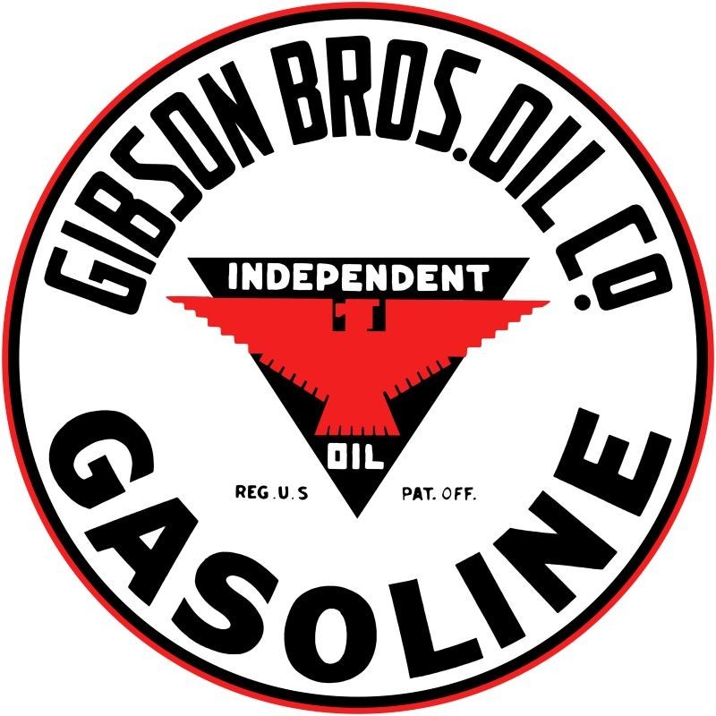Gibson Bros. Oil Co. INDEPENDENT Gasoline NEW METAL SIGN: 12″ Dia. Round