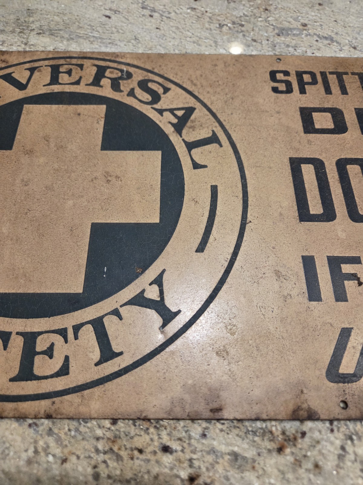 RARE VINTAGE SIGN NO SPITTING SPREADS DISEASE USE CUSPIDOR METAL INDUSTRIAL