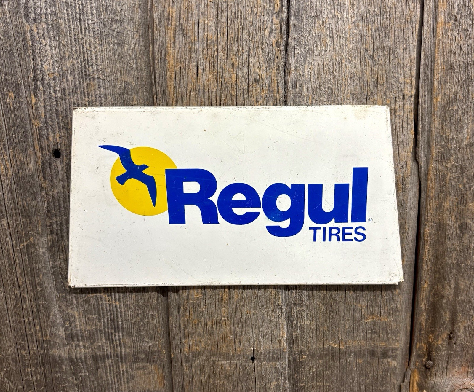 Vintage Gas Station REGUL Tire Holder Display Rack Advertising Sign
