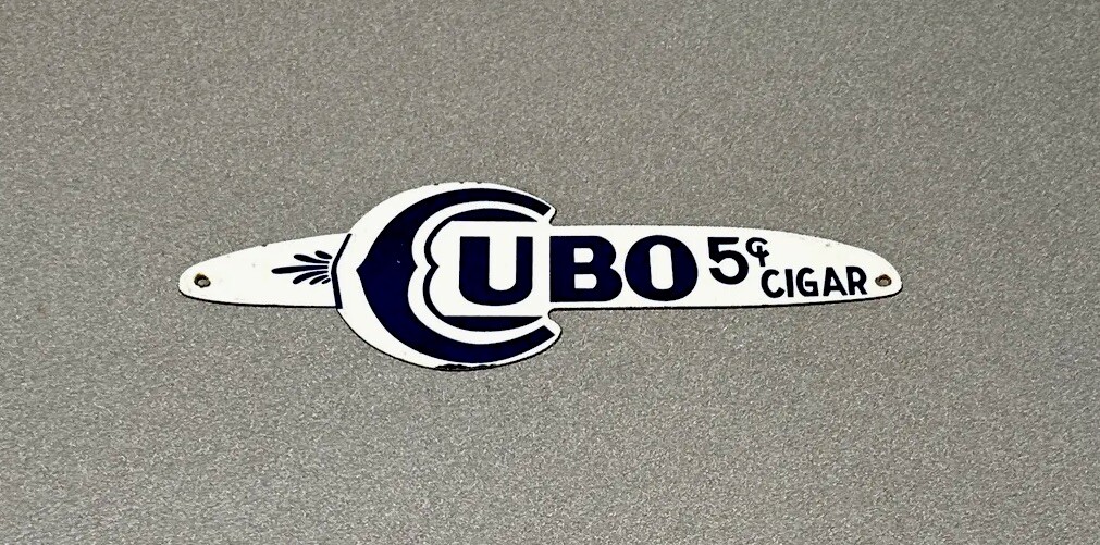 VINTAGE 13” CUBO CIGAR TOBACCO CIGARETTE PORCELAIN SIGN CAR GAS OIL TRUCK