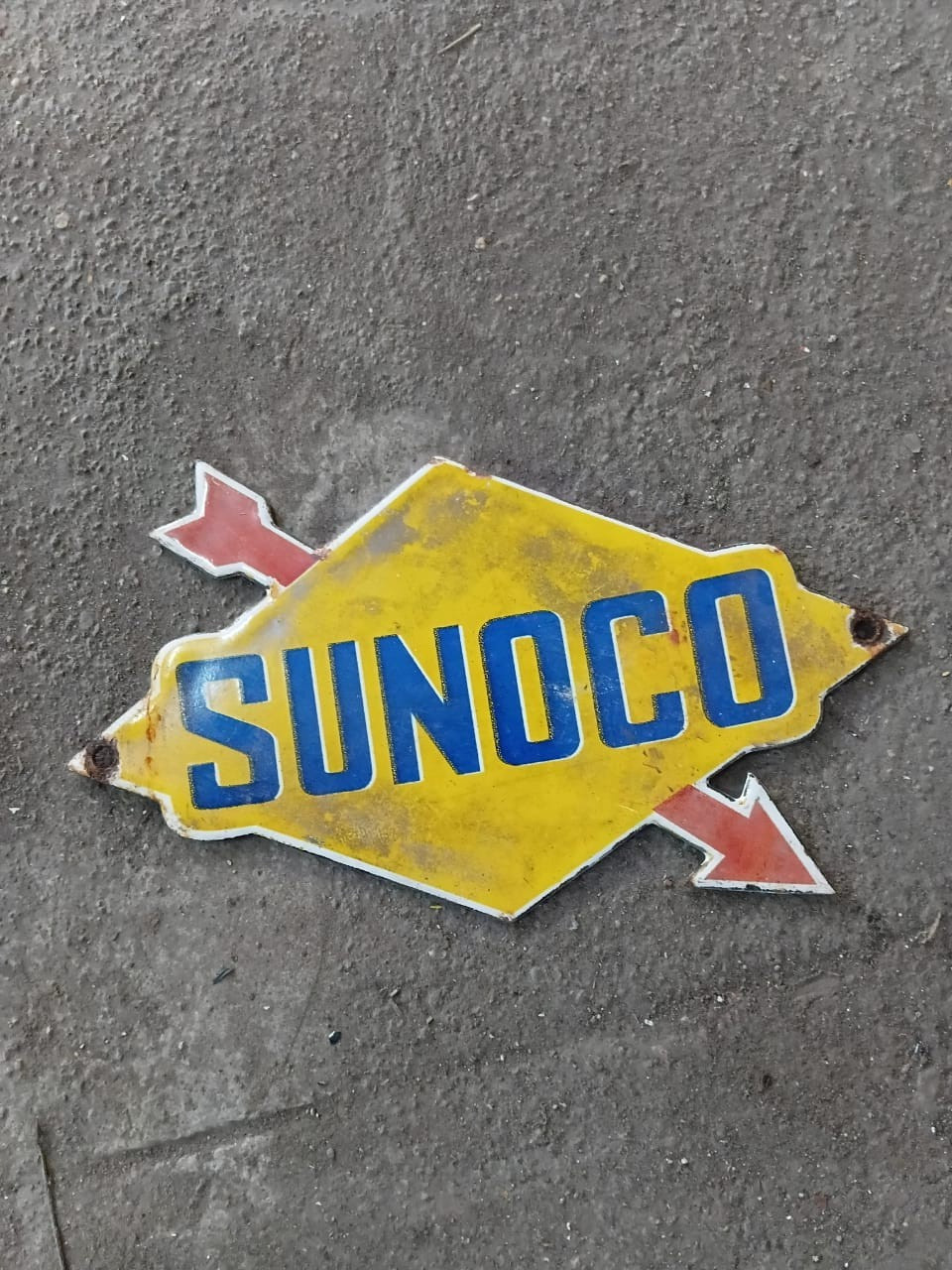PORCELIAN SUNOCO ENAMEL SIGN SIZE 8X7 INCHES