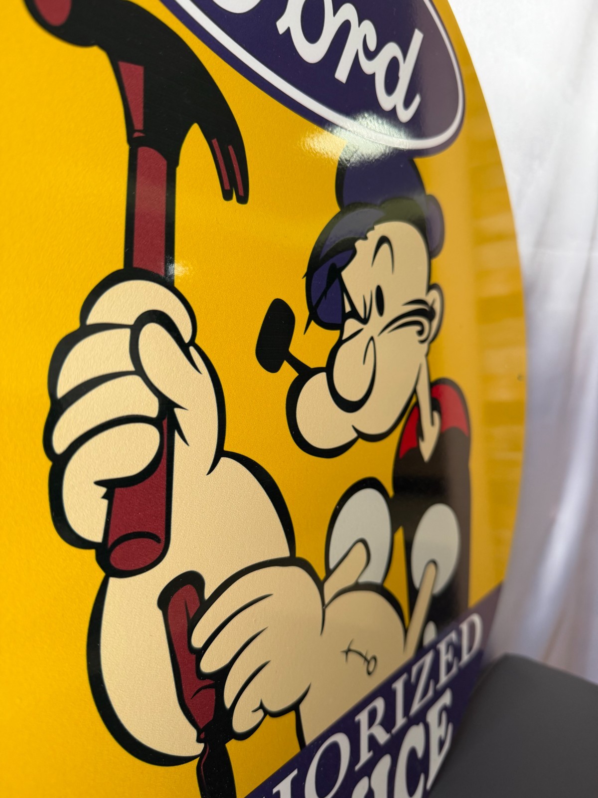 Vintage Ford Authorized Service Popeye Hammer Heavy Metal Sign – 19.7″ (50cm)