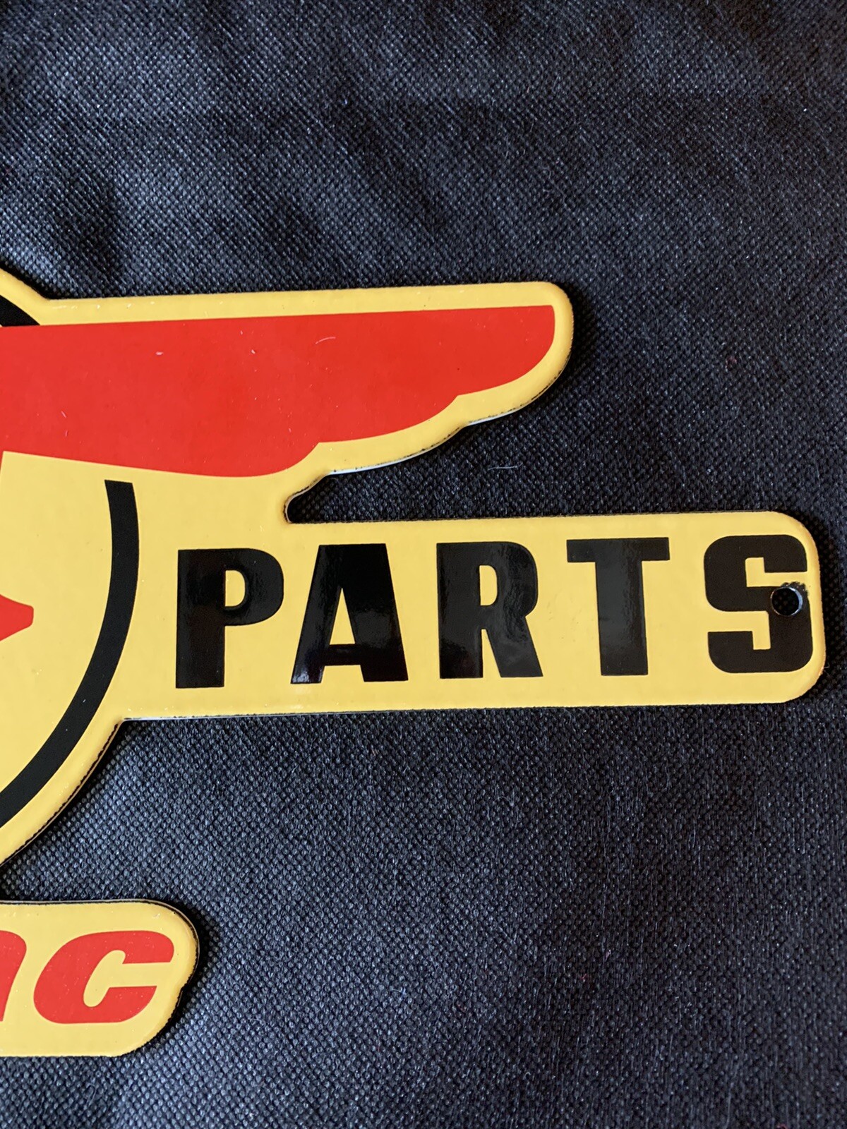 VINTAGE STYLE GENUINE PONTIAC PARTS LARGE 18X7 3/4 DIECUT PORCELAIN SIGN