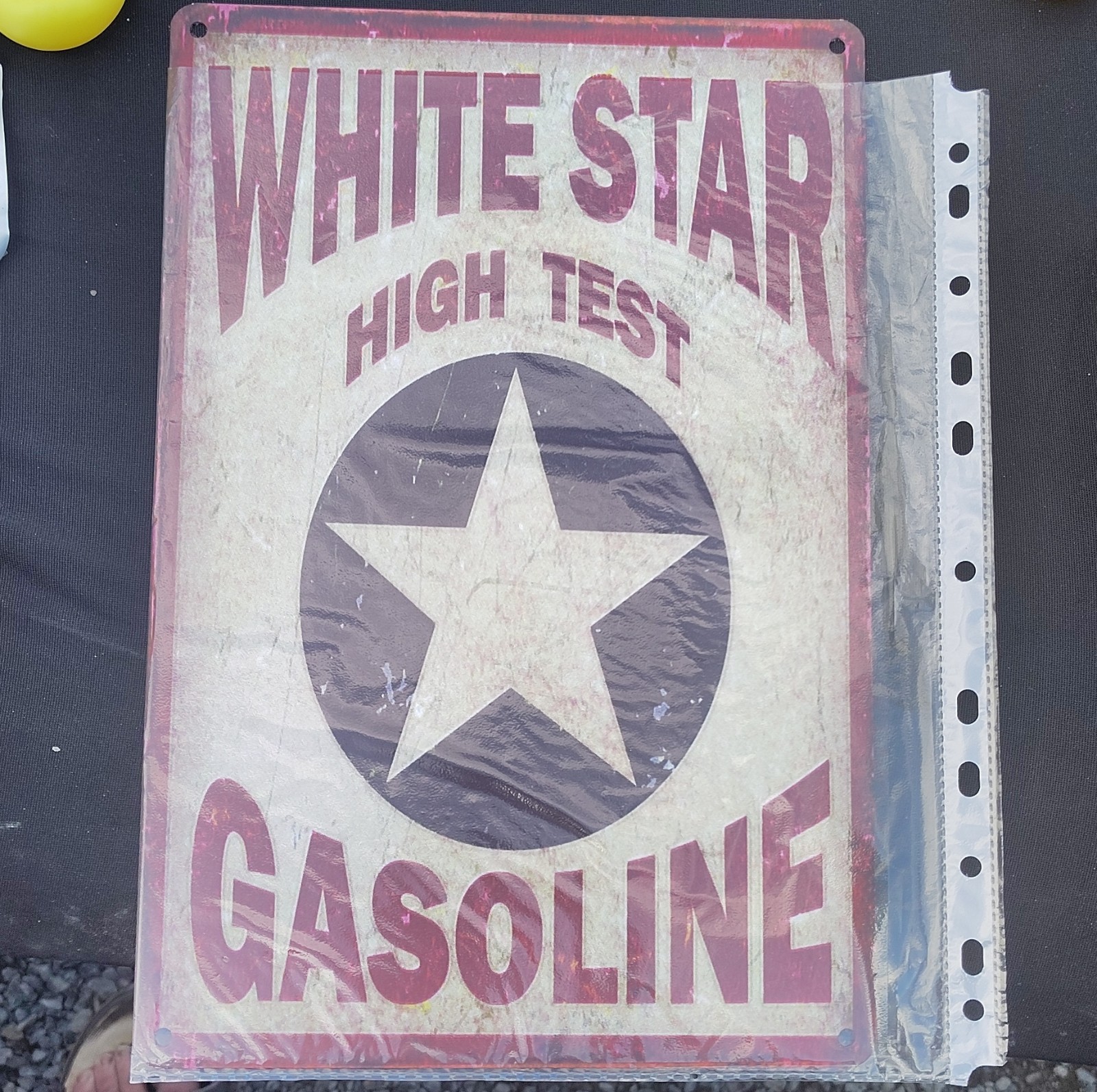 White Star High Test Gasoline Metal Advertising Sign White Red Gas & Oil