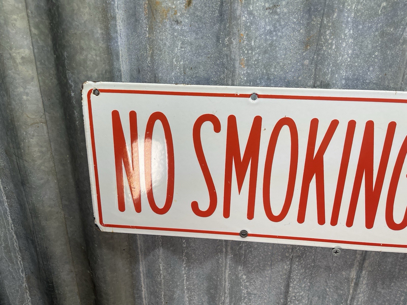 Vintage Union 76 Double Sided Porcelain NO SMOKING STOP YOUR MOTOR Sign 30×6