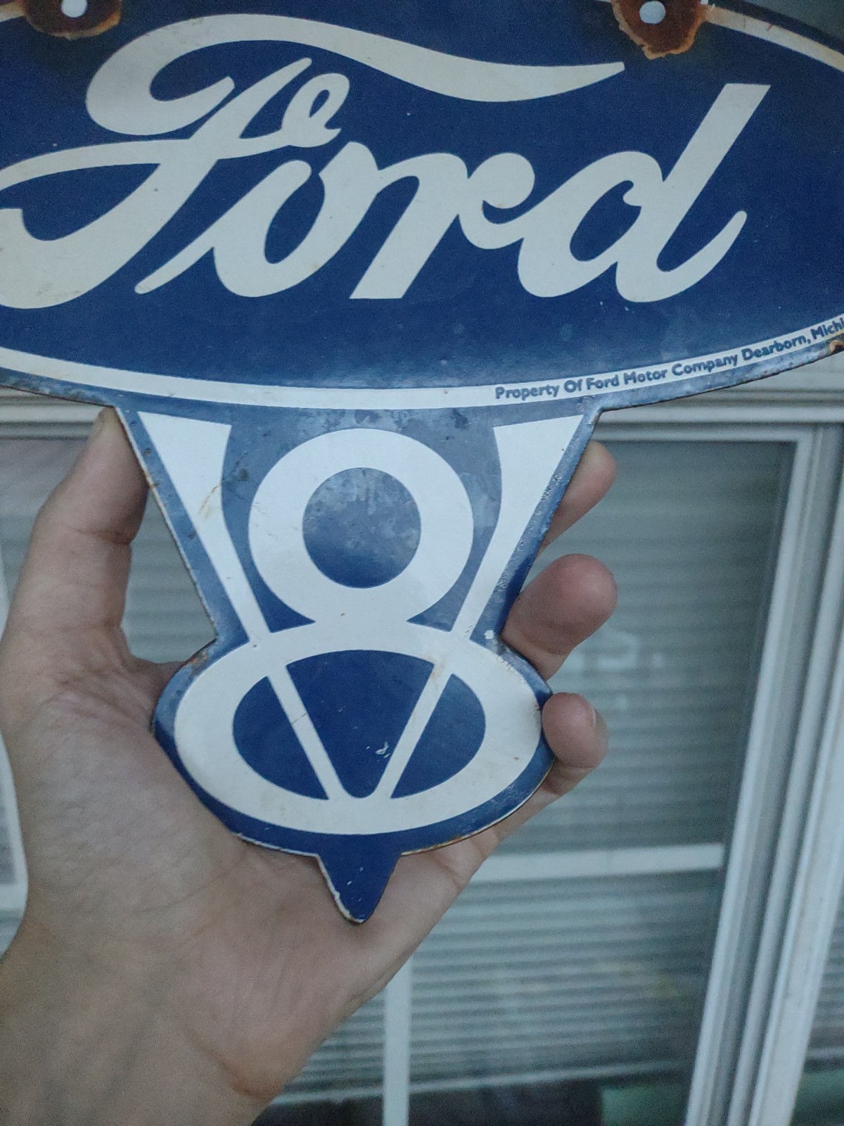 Vintage Ford Sign – Porcelain Metal V8 Automobile Parts Gas Oil Pump Sign