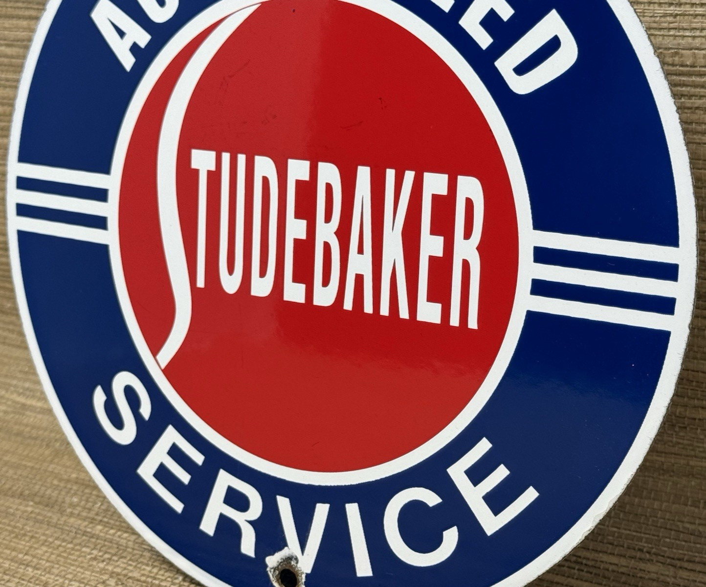 VINTAGE STUDEBAKER PORCELAIN SERVICE SIGN GAS STATION PUMP MOTOR OIL DEALERSHIP