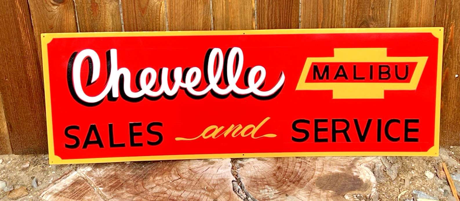 36″ CHEVELLE MALIBU SALES AND SERVICE SIGN Hand Painted CHEVROLET Shop Car ART