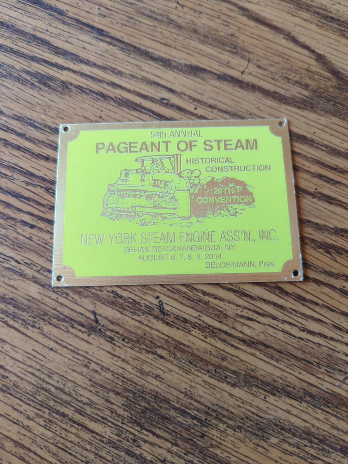 Vintage Pageant Of Steam Canandaigua NY Engine Assoc. Inc 2014 Brass Plaque