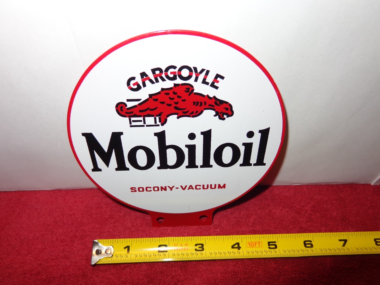 5 in MOBILOIL GARGOYLE ADVERTISING SIGN DIE CUT HEAVY METAL # Z 182
