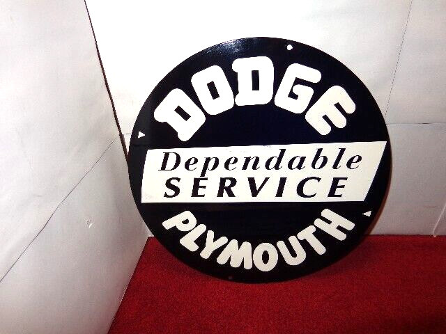 11 3/4 in DODGE & PLYMOUTH SERVICE ADVERTISING SIGN HEAVY DIE CUT METAL – S 299