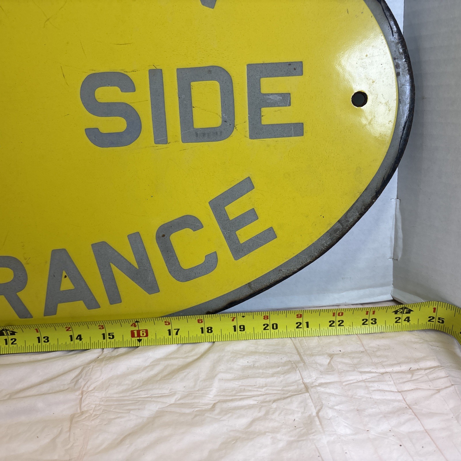Vintage Railroad Caution Close Side Clearance Sign 24×14 Metal Oval
