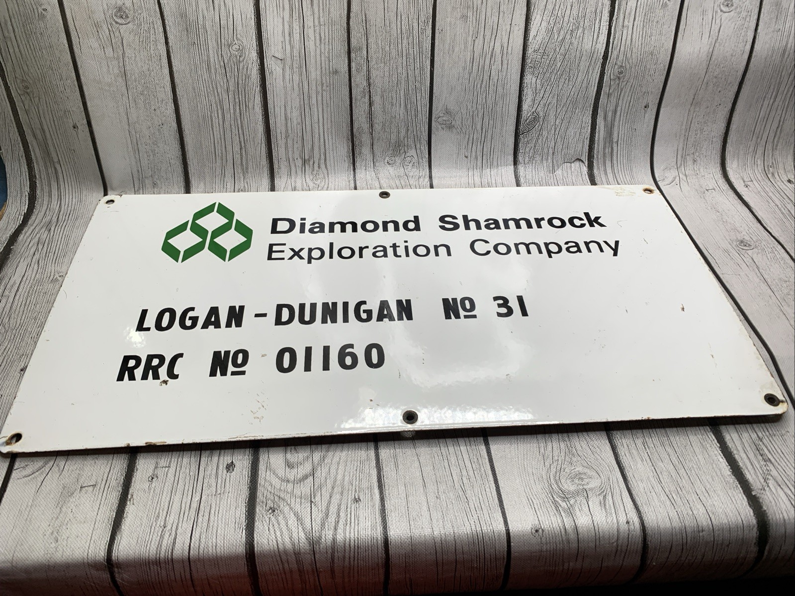 Vintage Diamond Shamrock Exploration Co. Porcelain Gas & Oil Well Sign