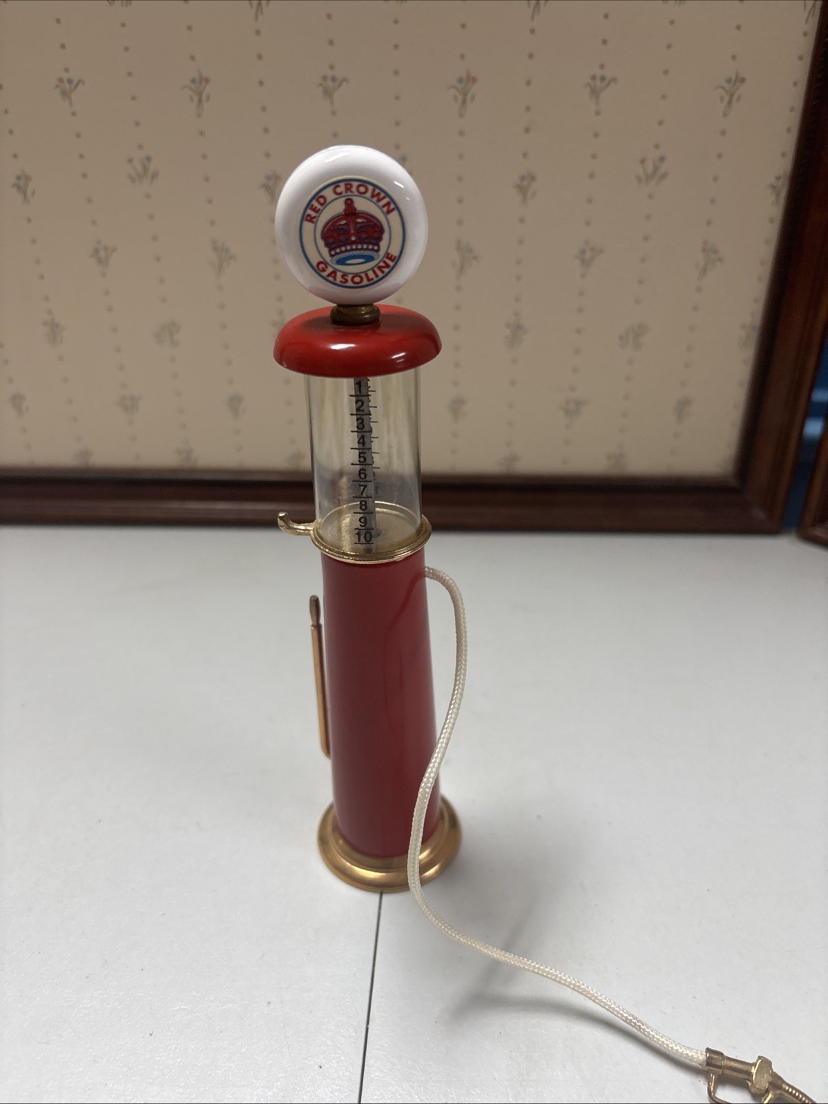 Vintage Red Crown Visible Gas Pump Miniature Replica Model, Made In The Usa