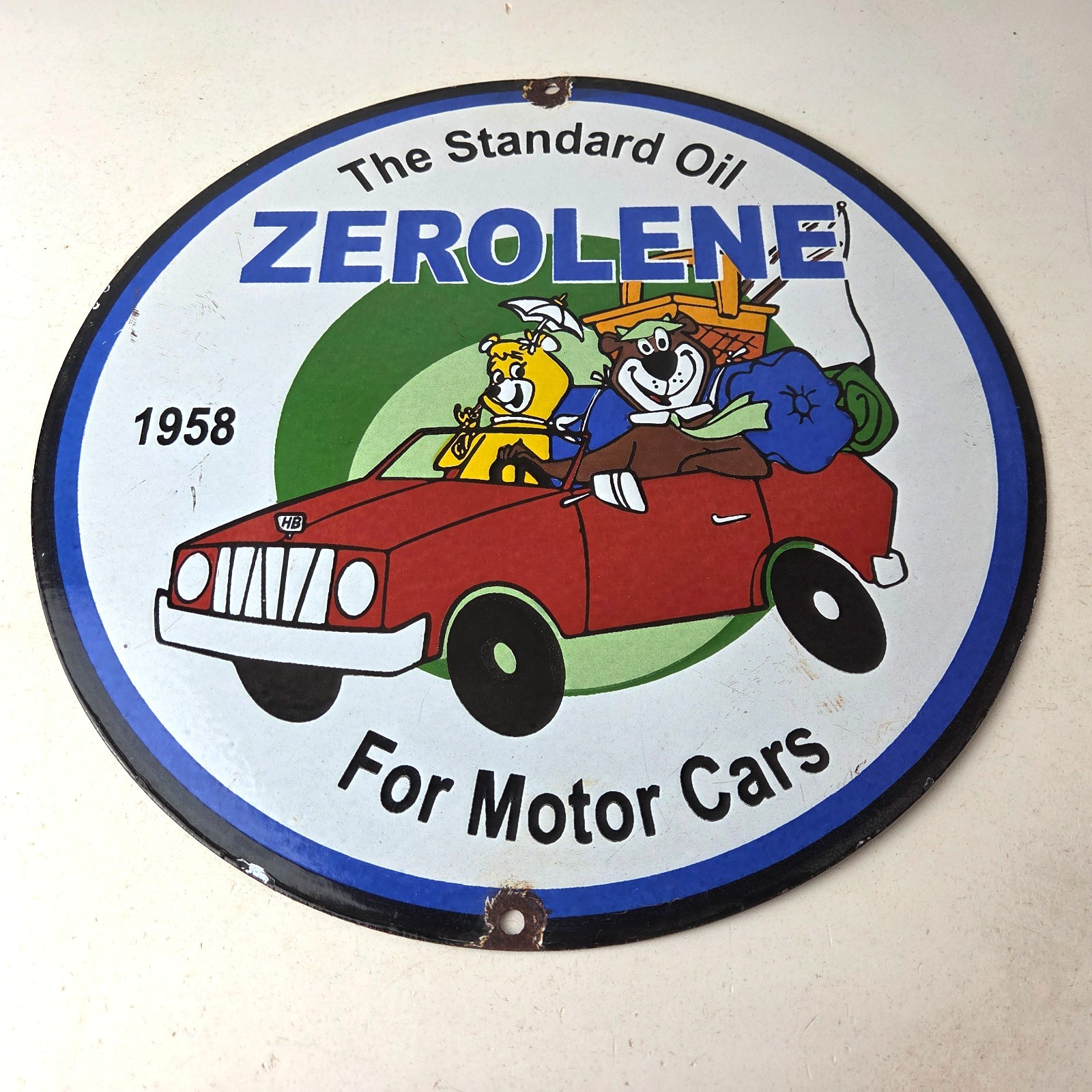 Vintage Standard Oil Sign – Zerolene Gasoline Porcelain Gas Pump Plate Sign