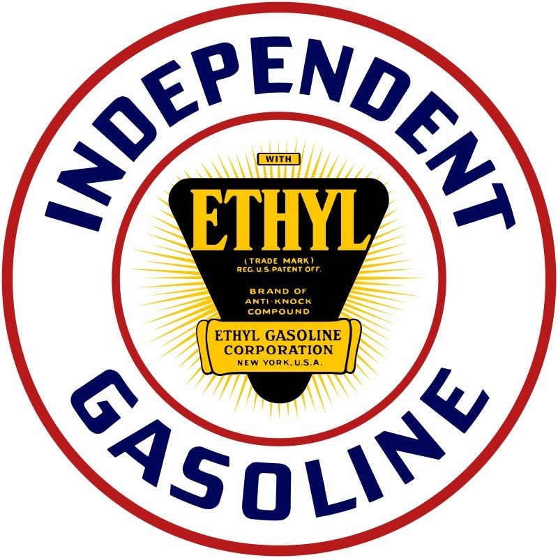 Independent Gasoline with Ethyl NEW Sign 28″ Dia. Round AMERICAN STEEL