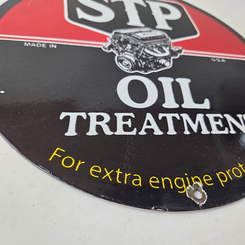 Vintage STP Porcelain Sign – Motor Oil Additive V8 Engine Sign