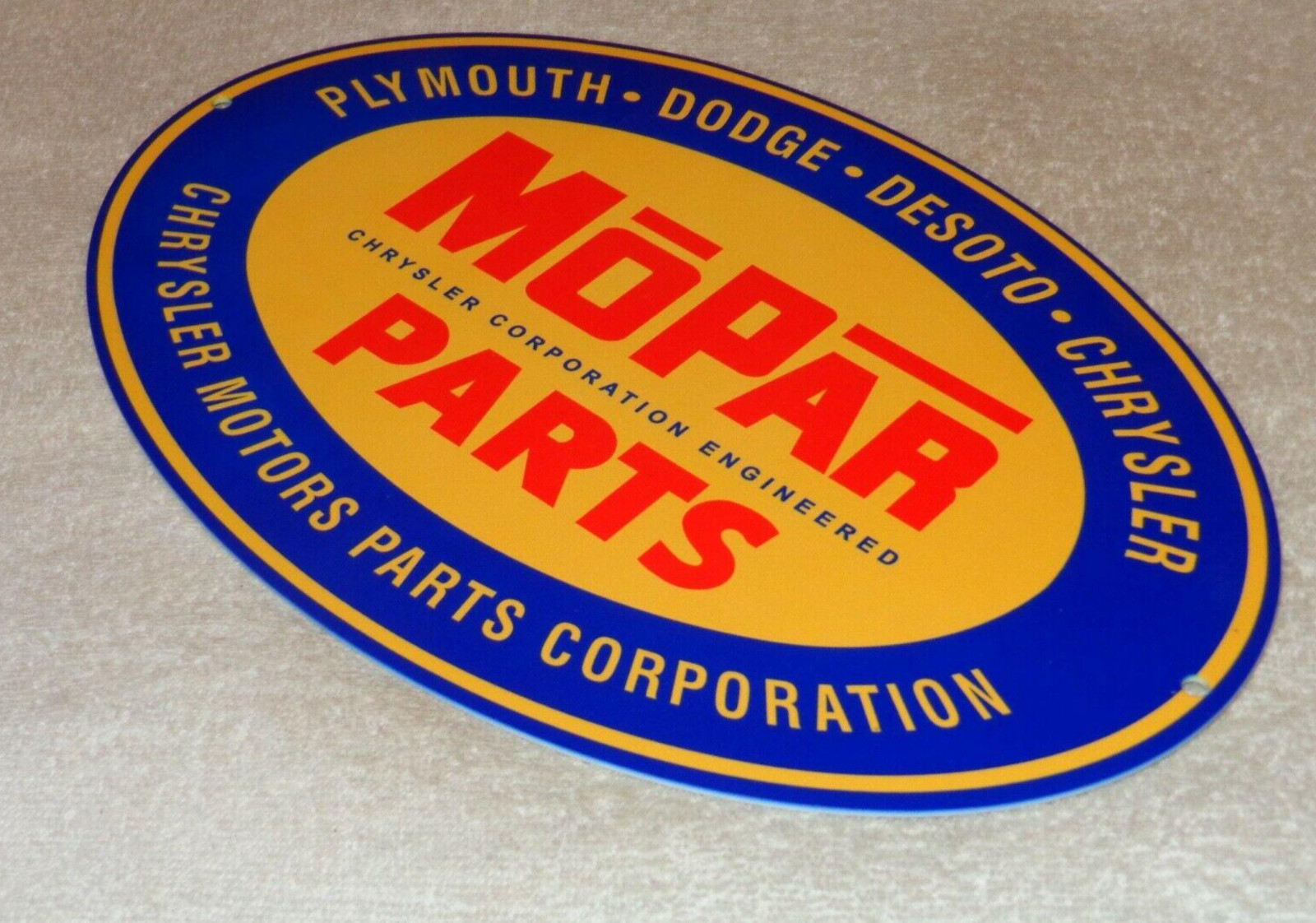 VINTAGE MOPAR PARTS CHRYSLER DODGE PLYMOUTH 1′ METAL CAR TRUCK GASOLINE OIL SIGN