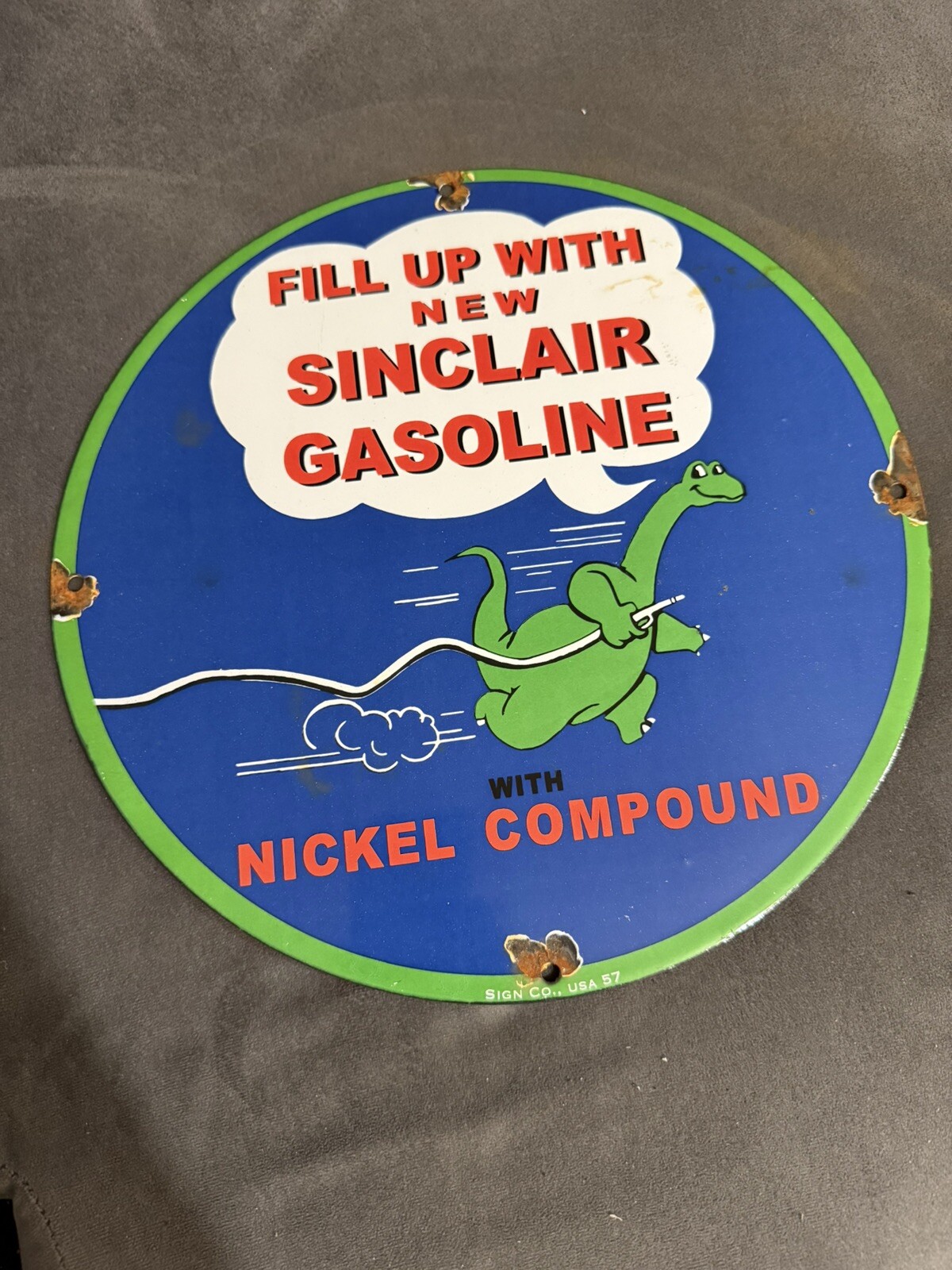 Vintage Style Sinclair Dino Gasoline Pump Oil Gas Steel Metal Top Quality Sign