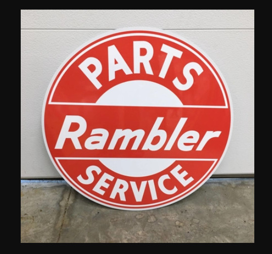 24″ Rambler Parts Service Dealership Sign Mens Vintage Car Hot Rod Garage Signs