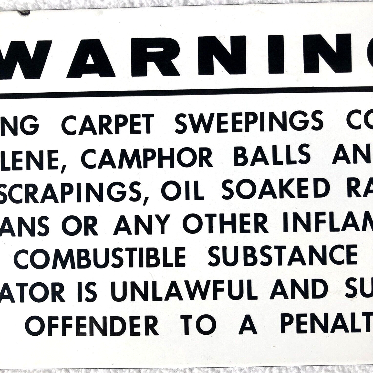 Vintage Original WARNING Porcelain Industrial Sign – 12″x 6″ – EXCELLENT!!!