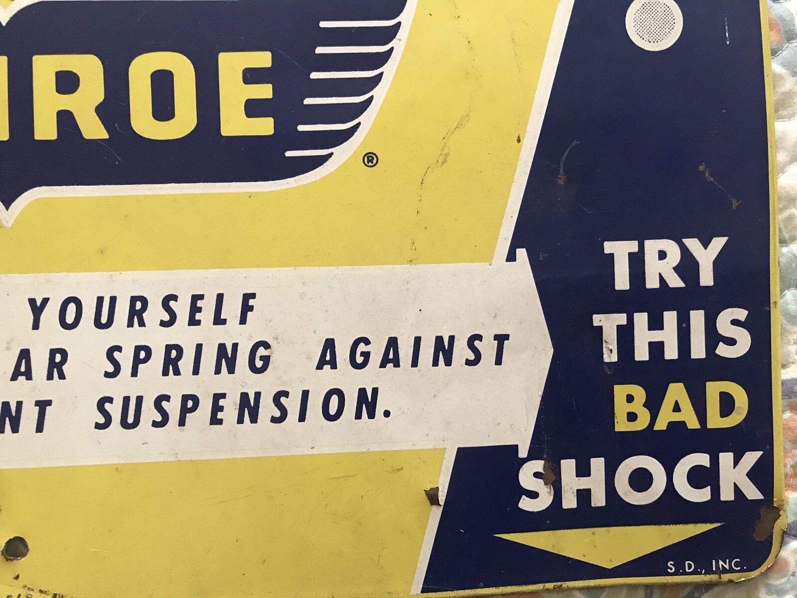 AUTHENTIC, RARE, ORIGINAL MONROE SHOCKS METAL ADVERTISING SIGN SCARCE L👀K 👈🏻