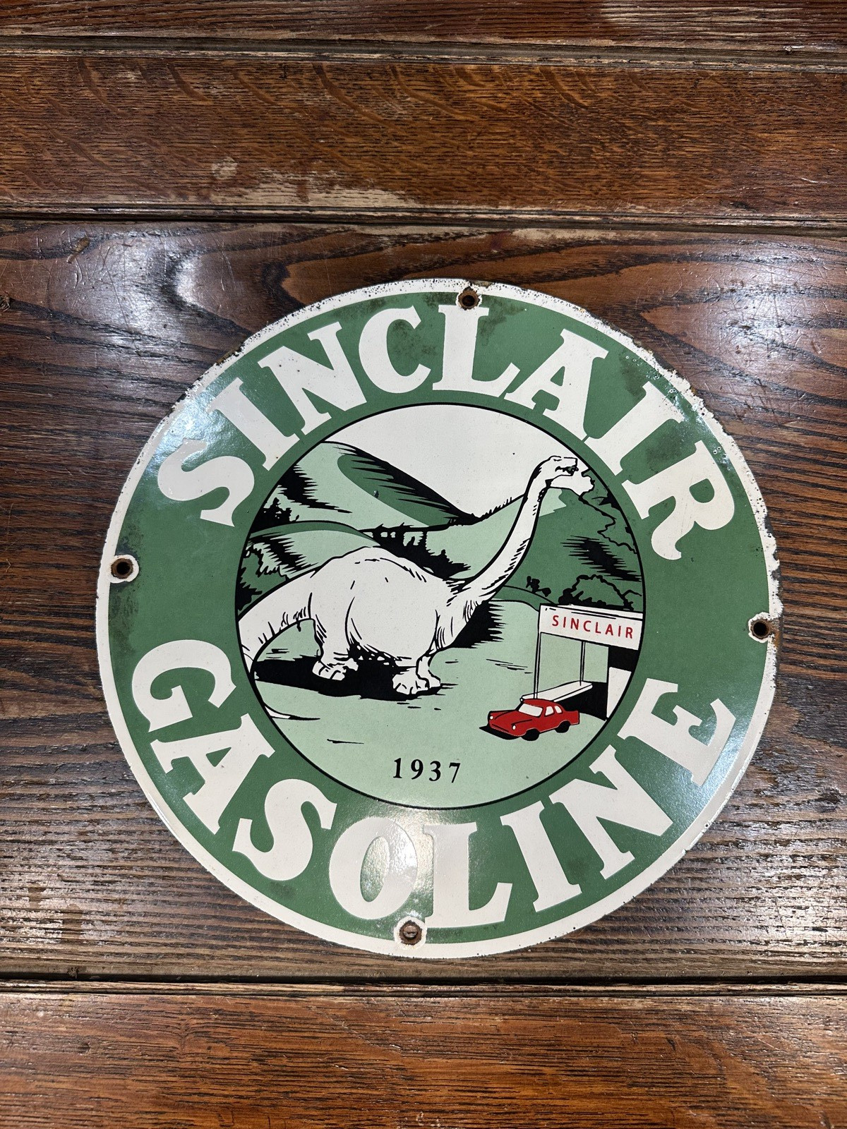 Porcelain Sinclair Enamel Sign Size 12X12 Inches