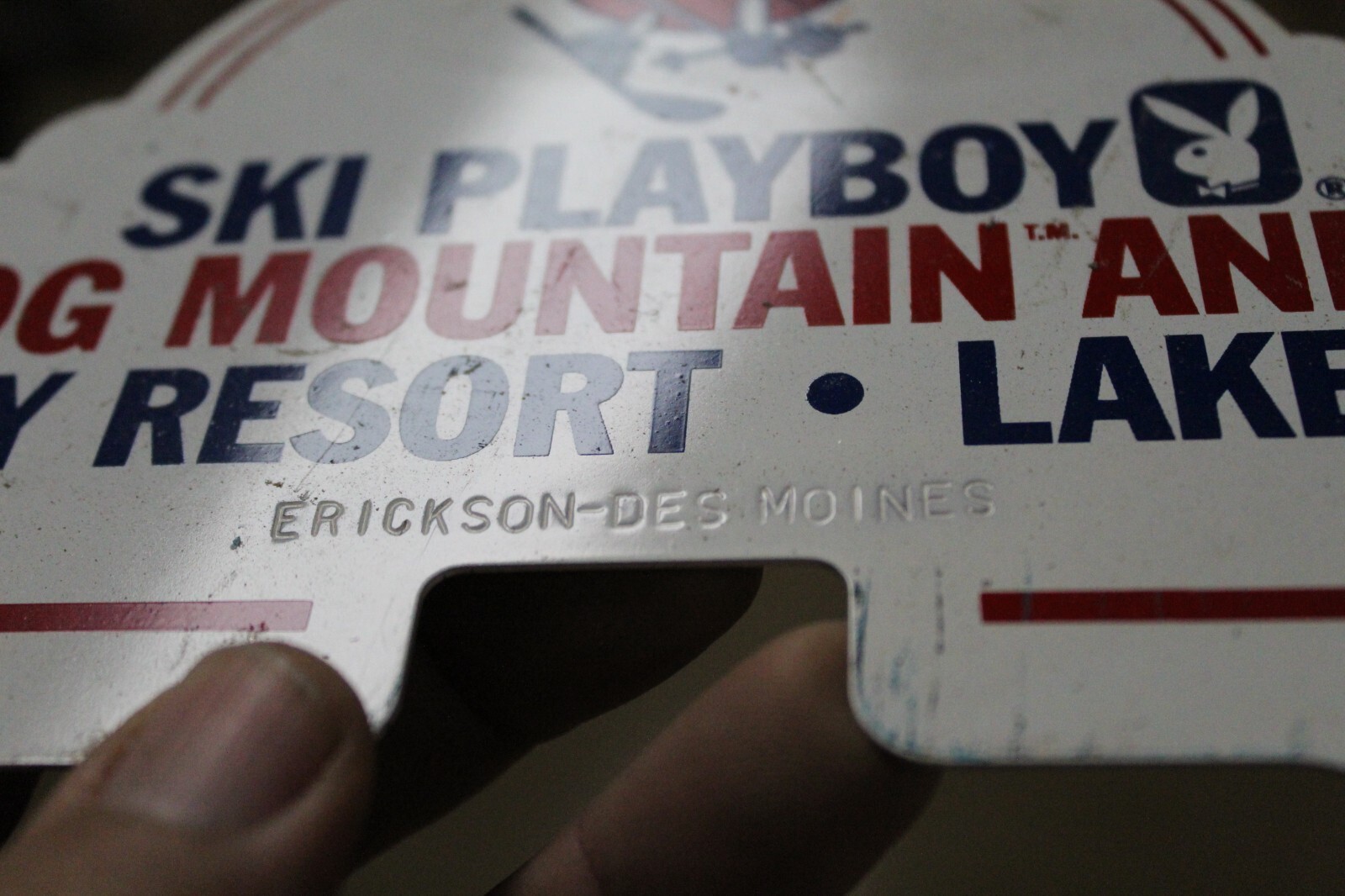 RARE 1968 PLAYBOY SKI CLUB LAKE GENEVA WISCONSIN PAINTED METAL SIGN HOTDOG BUNNY