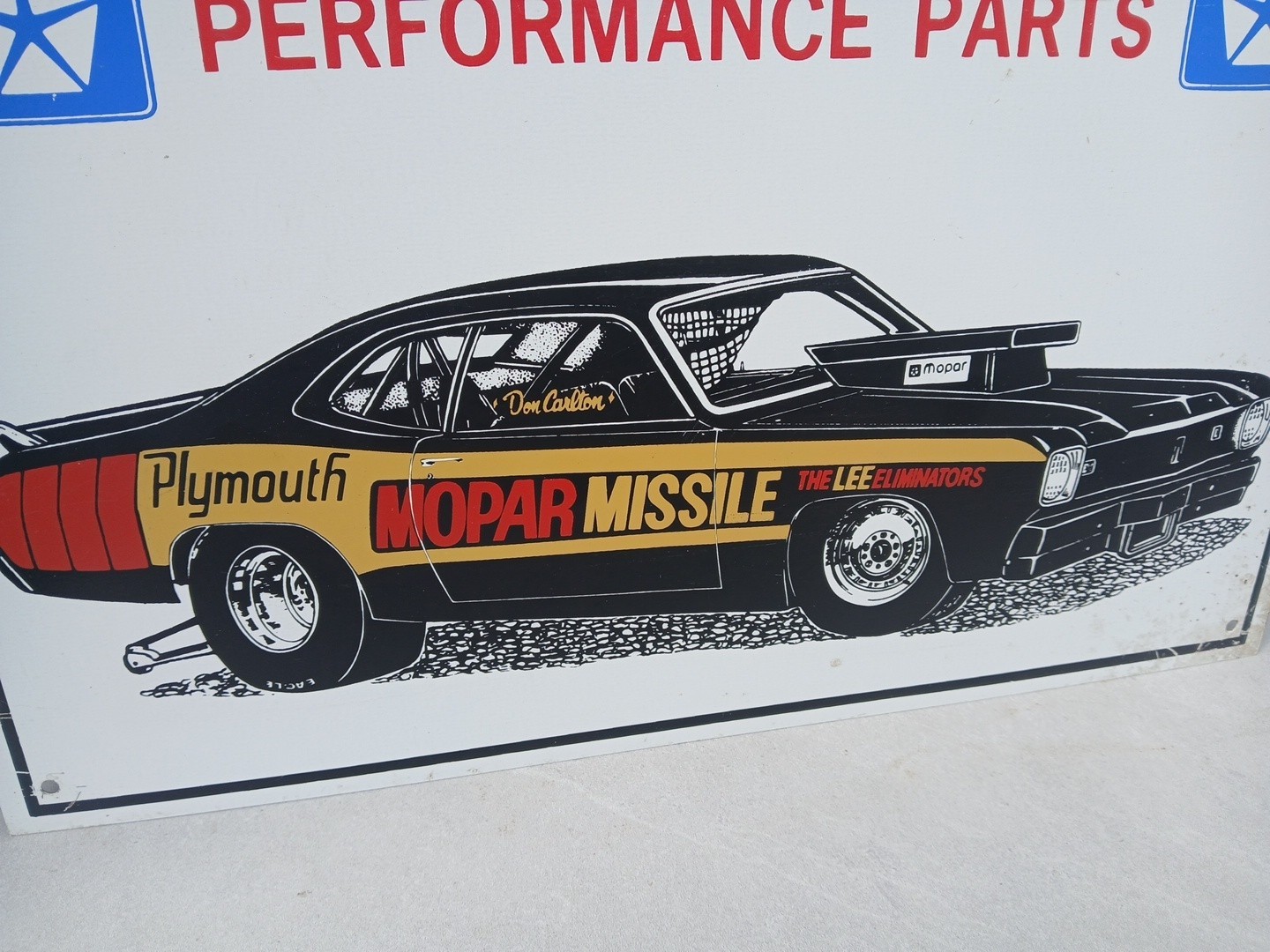 RARE 1970s/80s Mopar Missile Don Carlton Pro Stock Duster Dodge Shop Sign Metal