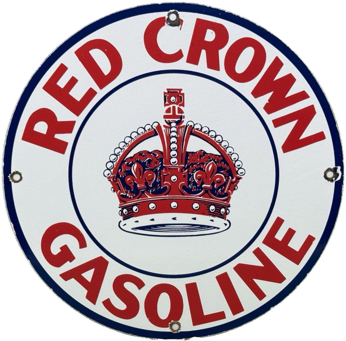 VINTAGE RED CROWN GASOLINE PORCELAIN SIGN STANDARD OIL GAS STATION PUMP PLATE