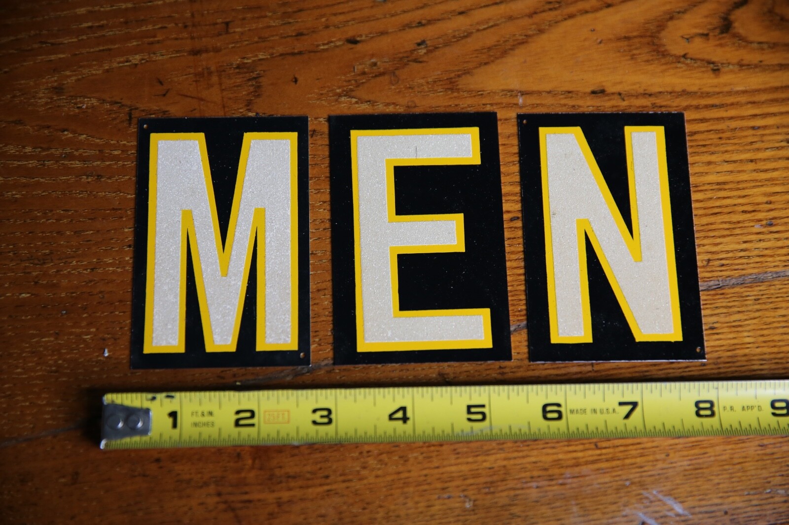 Vintage Restroom Mens Bathroom door Sign Metal Smaltz Paint Not Porcelain