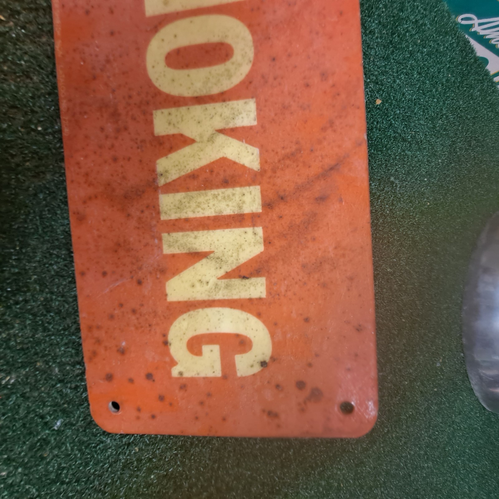 Vintage NO SMOKING Formica Gas Station Industrial Sign 14″×5″