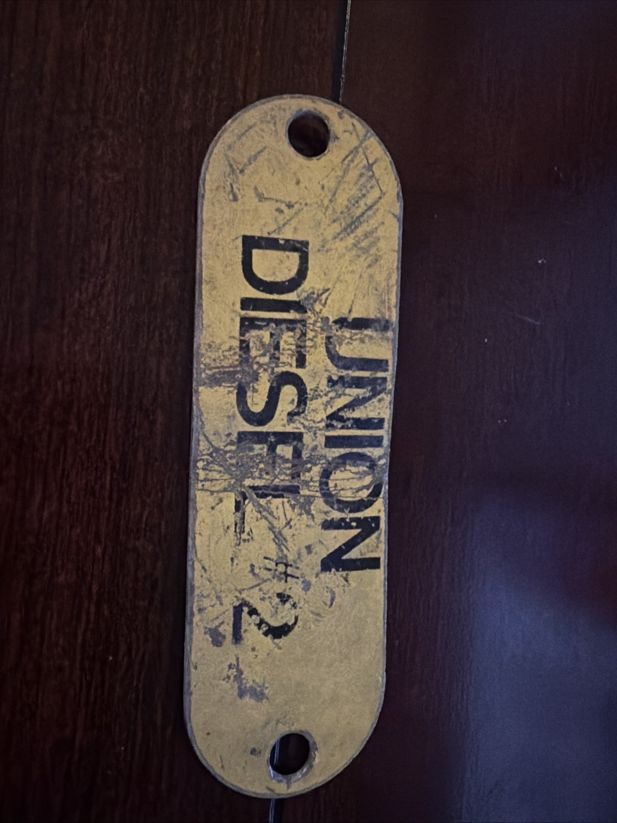 Vintage Metal Union Diesel #2 Gas Tag