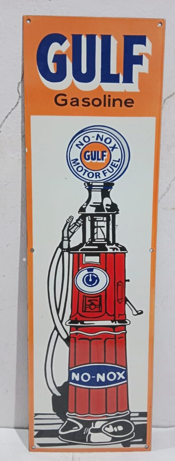 Gulf Porcelain Enamel Sign 40 x 12 Inches 1 Sides