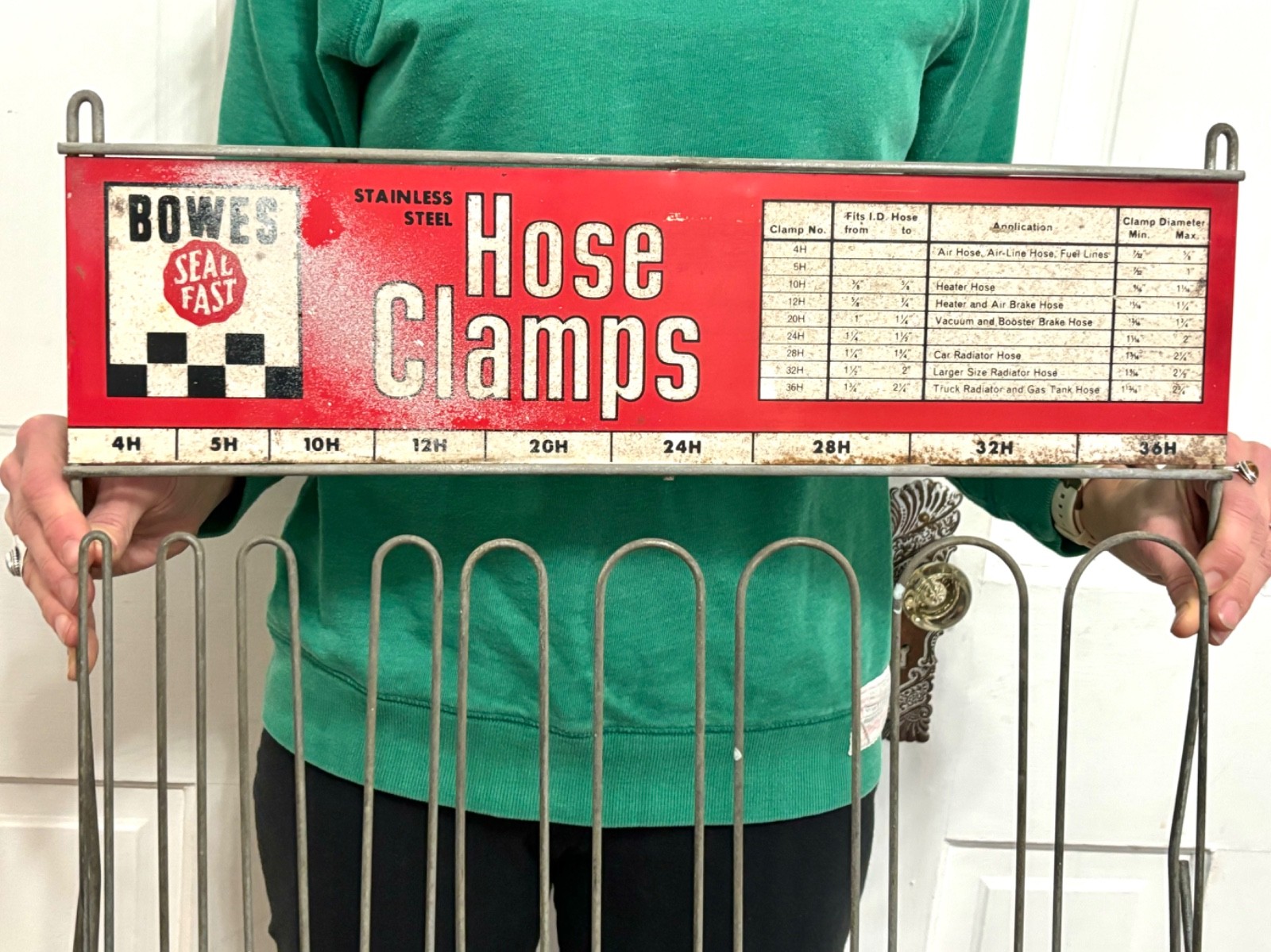 Vtg 1950s-60s Antique Bowes Seal Fast Advertising Metal Sign Display Gas Oil Car