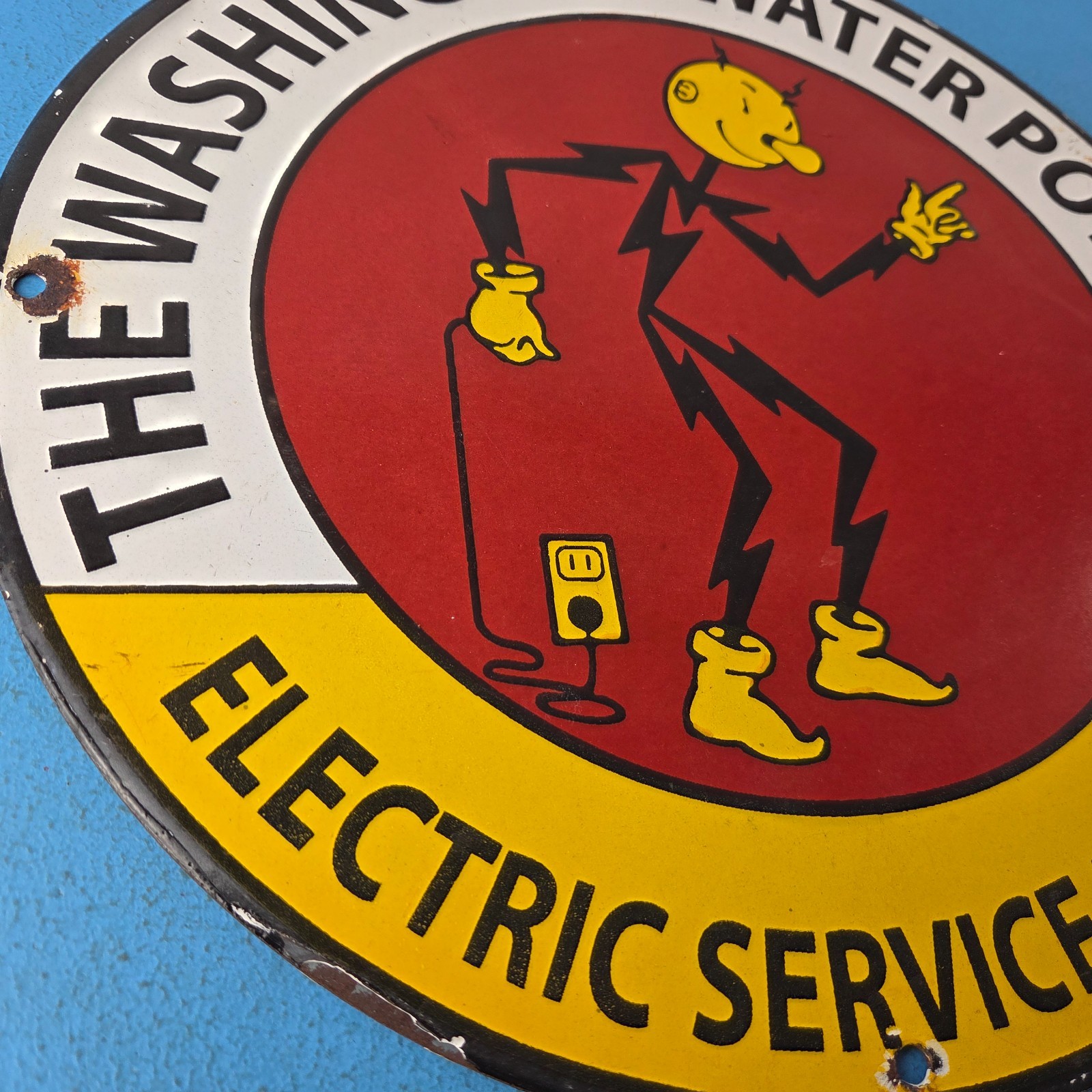 Vintage Electric Service Porcelain Sign – Advertising Gas Station Pump Sign