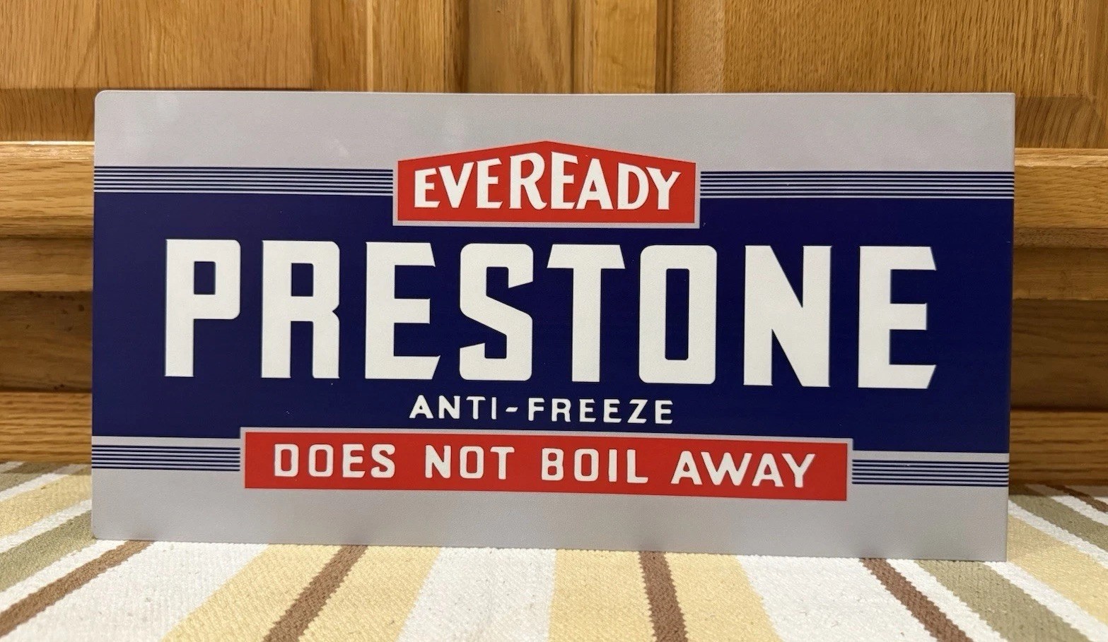 Prestone Anti-freeze Flange Sign Gas Oil Garage Vintage Style Wall Decor