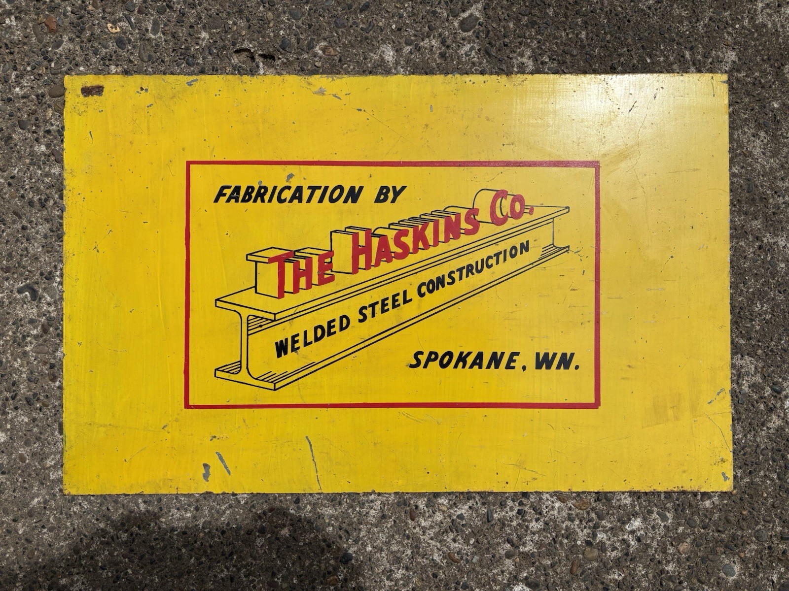 The Haskins Co Spokane Washington Steel Sign Vintage Advertising Rare