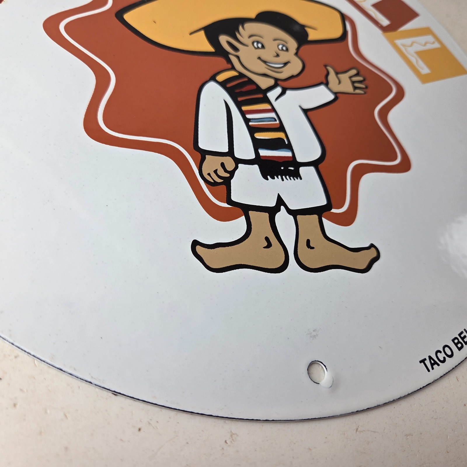 Vintage Taco Bell Sign – Porcelain Restaurant Fast Food Diner Gas Pump Sign