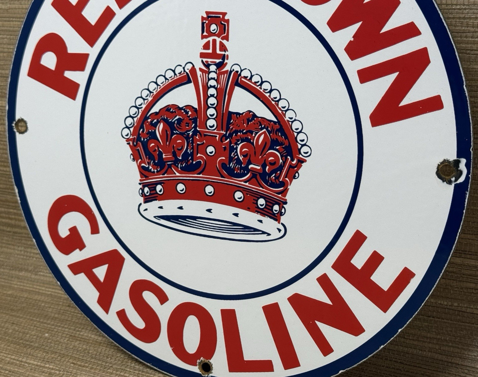 VINTAGE RED CROWN GASOLINE PORCELAIN SIGN STANDARD OIL GAS STATION PUMP PLATE