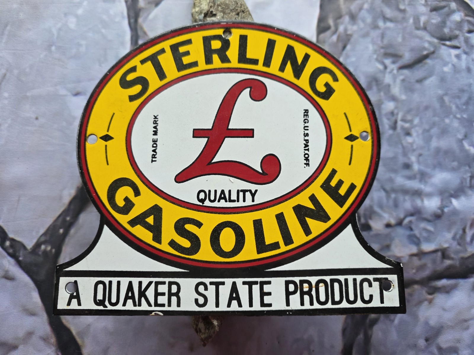 VINTAGE STERLING GASOLINE PORCELAIN SIGN 8.5″×7.5″