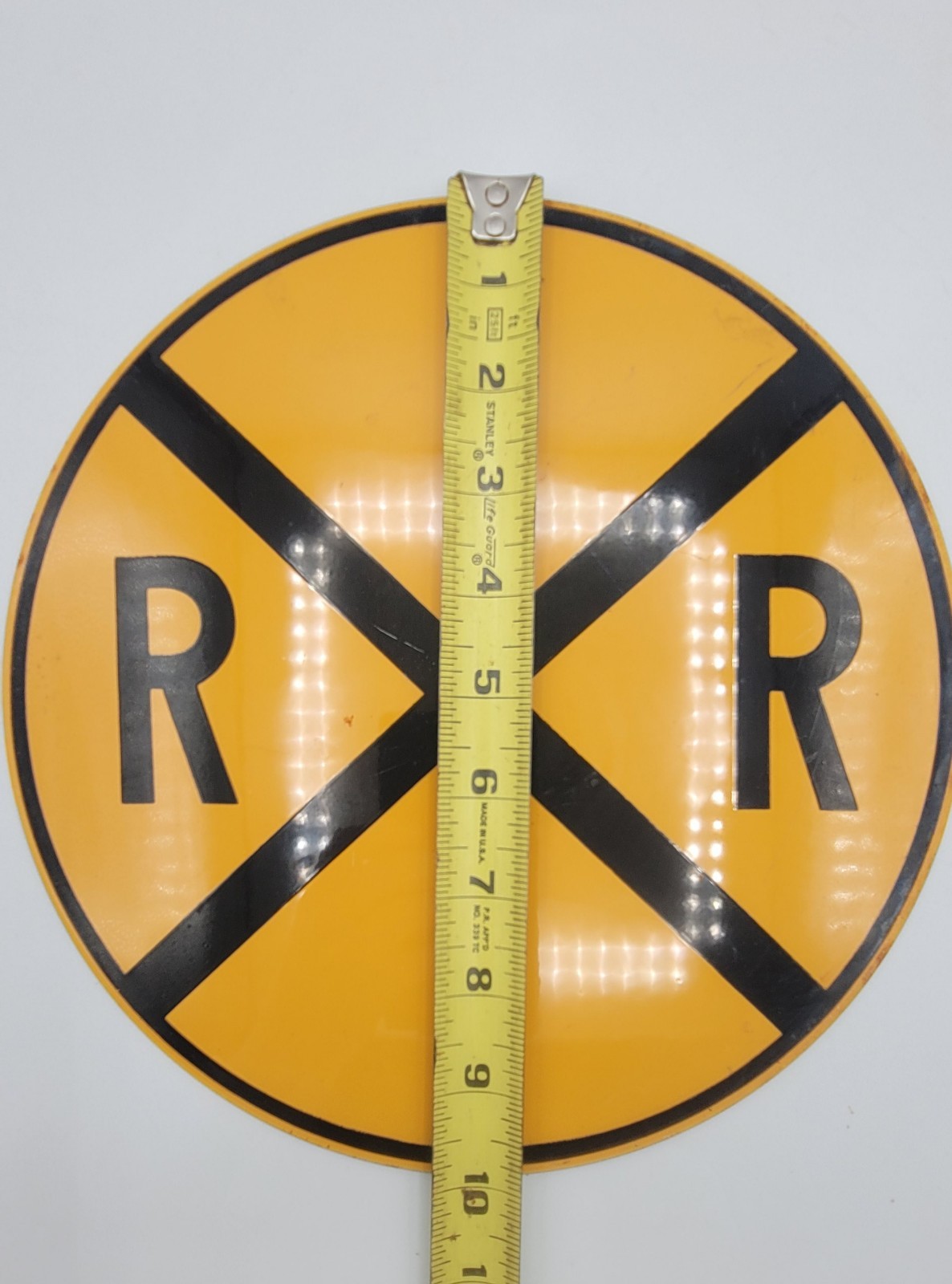 Vintage Railroad Crossing RR Porcelain Enameled Metal Sign