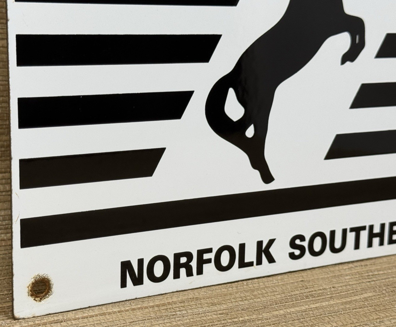 VINTAGE NORFOLK SOUTHERN PORCELAIN SIGN RAILROAD TRAIN SATIATION GAS OIL